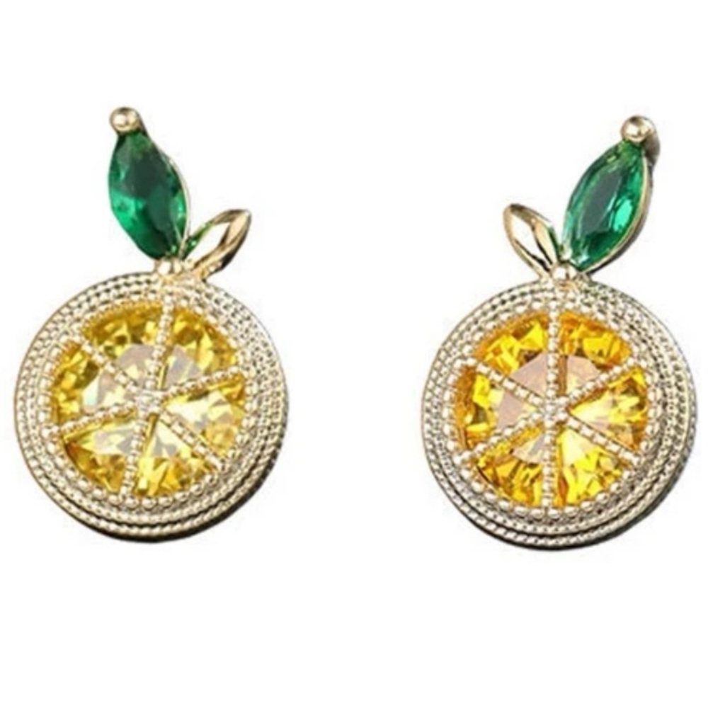 Cubic Zirconia Lemon Stud Earrings